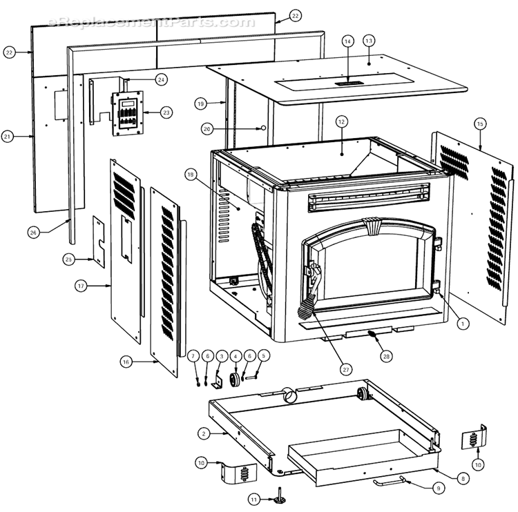 Page B Diagram and Parts List for 6041TP  US Stove Company Furnace